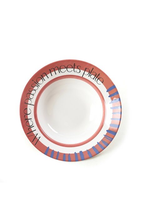 Hermia Platos de Cerámica Rojo y Blanco 26 cm (6 piezas) de 660 cc